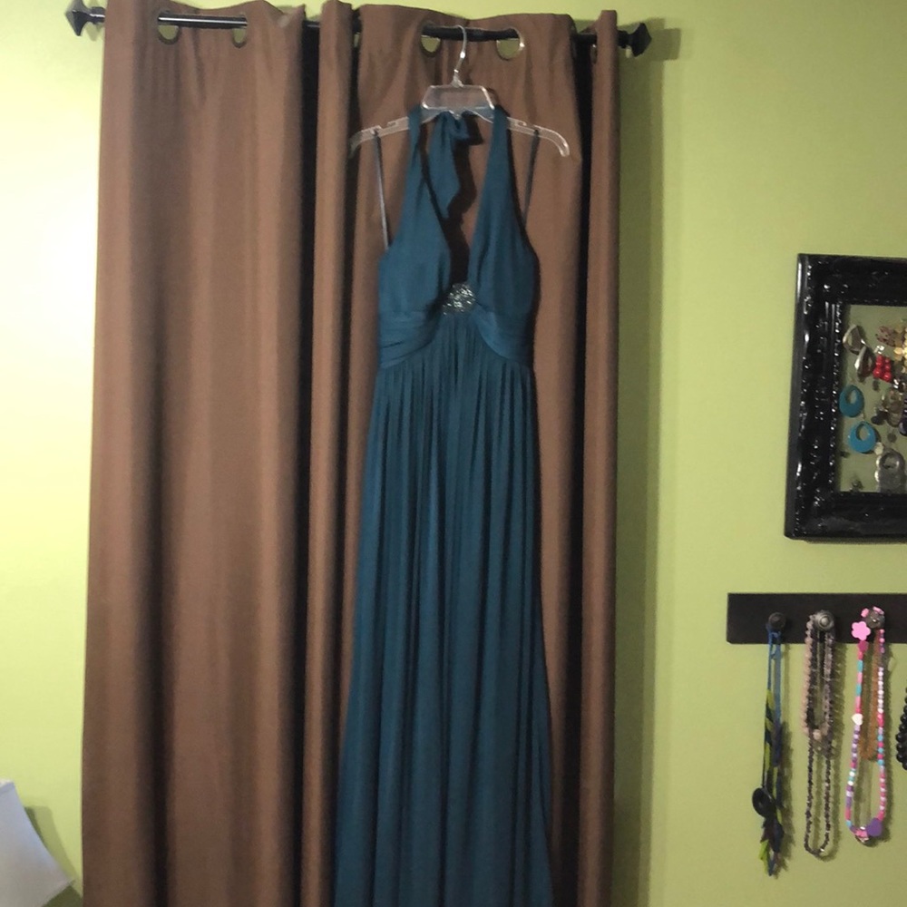 Formal - long teal gown with beaded detailing